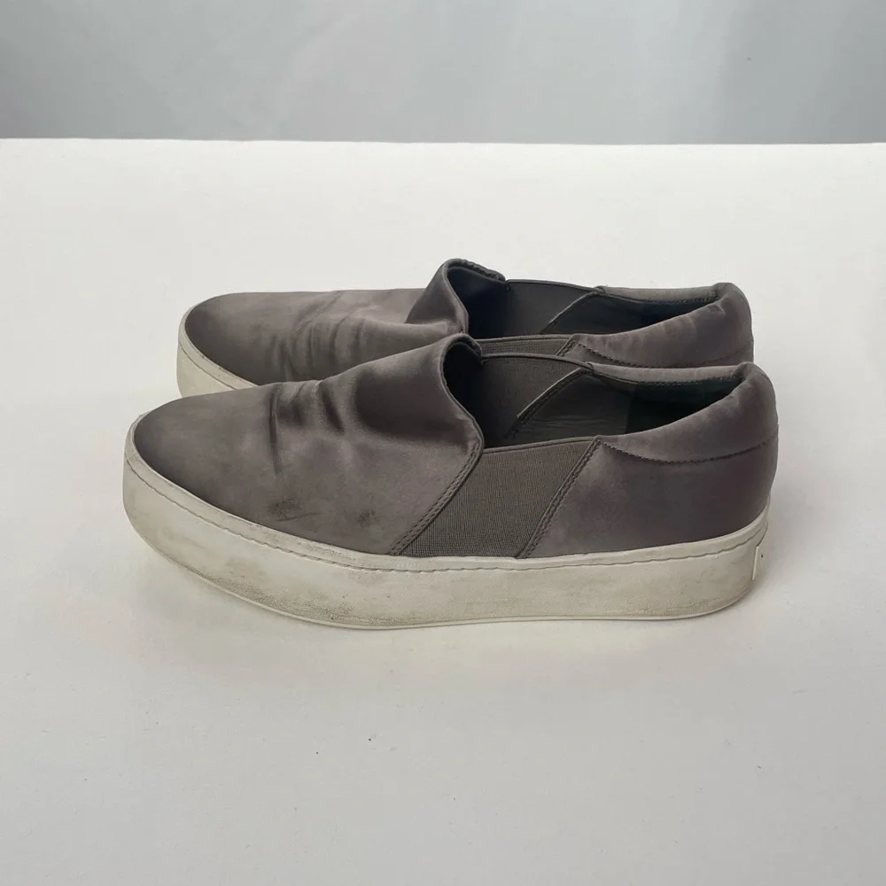 Vince Taupe Slip-On Platform Sneakers with White Sole